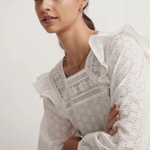 Madewell Eyelet Square-Neck Top Size S